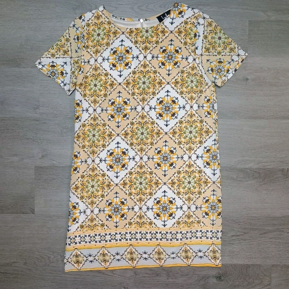 Lulu's Yellow Short Sleeve Vintage Retro Hippie Vibe Mini Sheath Dress Xs - Picture 1 of 7